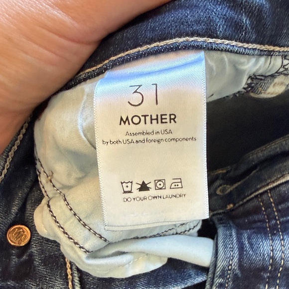 MOTHER The Stunner Ankle Fray Jeans Size 31 Dark Wash Raw Hem - Picture 4 of 9